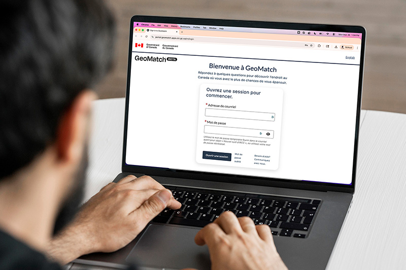 User on the GeoMatch Canada site